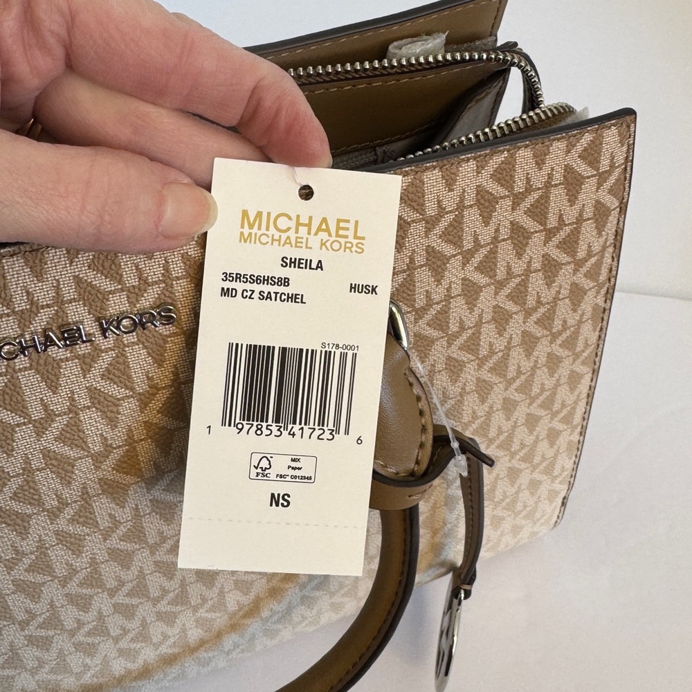Michael Kors Sheila Medium Ombré Signature Logo Satchel -Husk - Picture 3 of 8